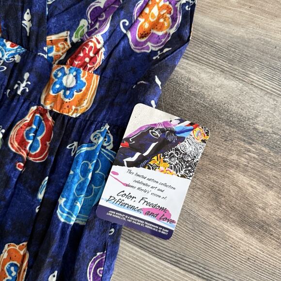 Jams World Melody Blue Floral Sleeveless Dress Women’s Small NWT Made in Hawaii - Picture 2 of 5